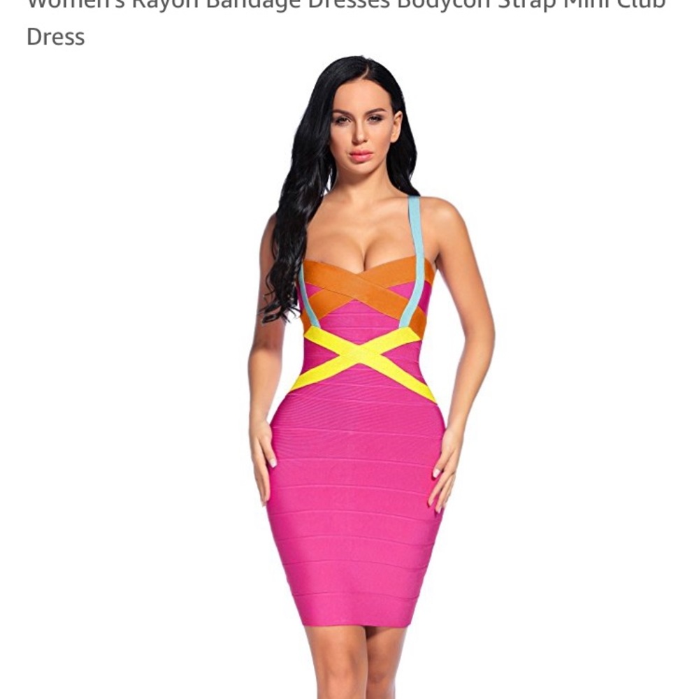 Colorful club bandage dress